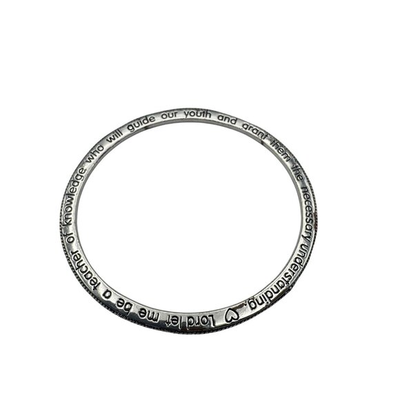 Silver Inspirational Bangle Bracelet Embossed Message Lord Let Me Be A Teacher - Picture 3 of 8